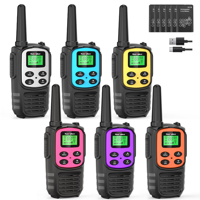 MaxTalker MT10 Walkie Talkies Long Range for Adults 6Pack
