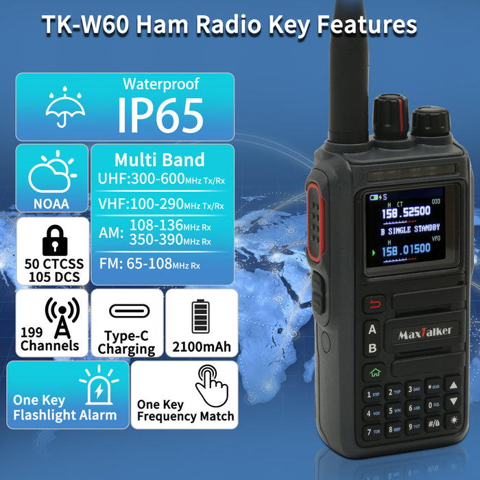 MaxTalker TK-W60 Handheld Ham Radios Long Range