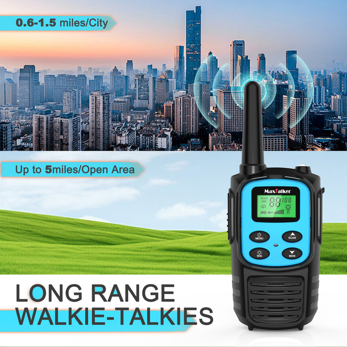 MaxTalker MT10 Walkie Talkies Long Range for Adults 6Pack