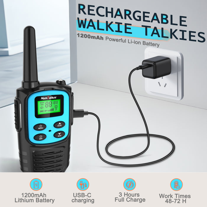 MaxTalker MT10 Walkie Talkies Long Range for Adults 6Pack