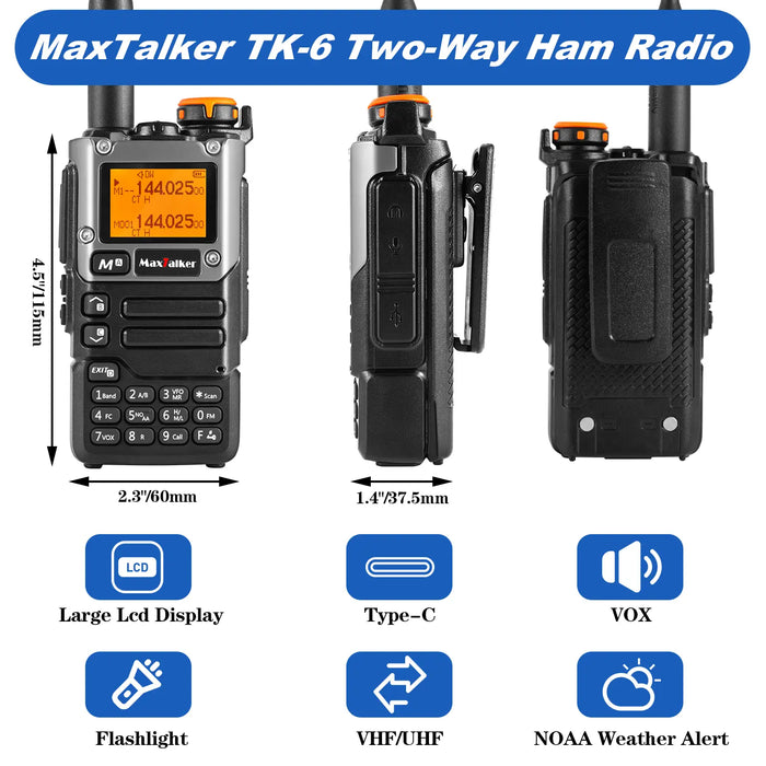 MaxTalker TK-6 Ham Radio Handheld Long Range