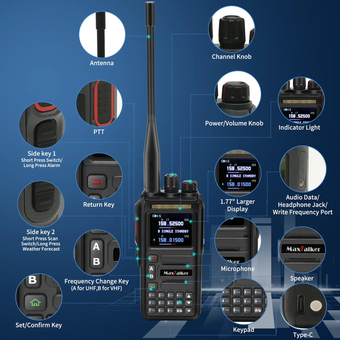 MaxTalker TK-W60 Handheld Ham Radio IP67 Waterproof