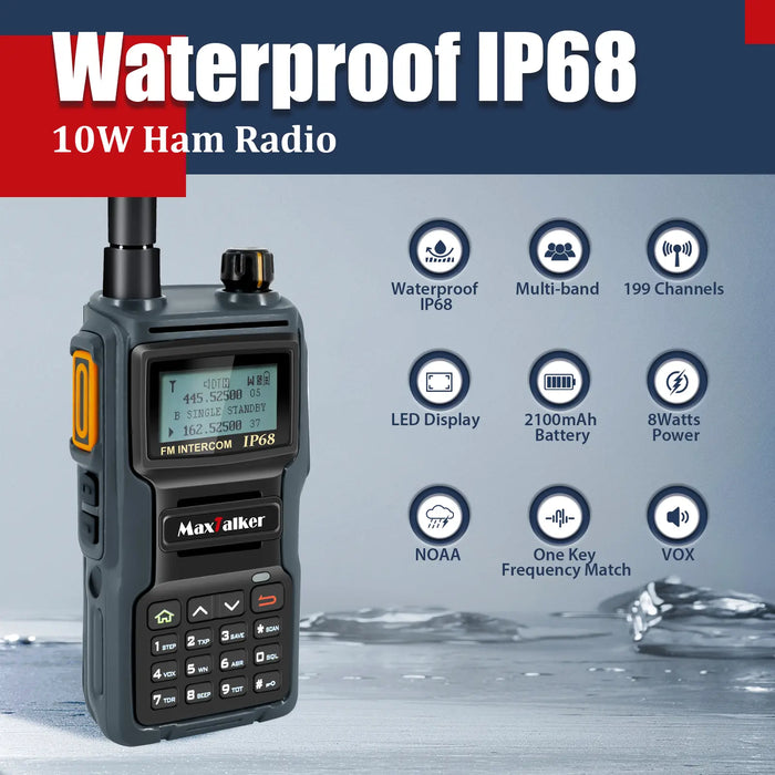 MaxTalker TK-W70 10W Ham Radio IP68 Waterproof