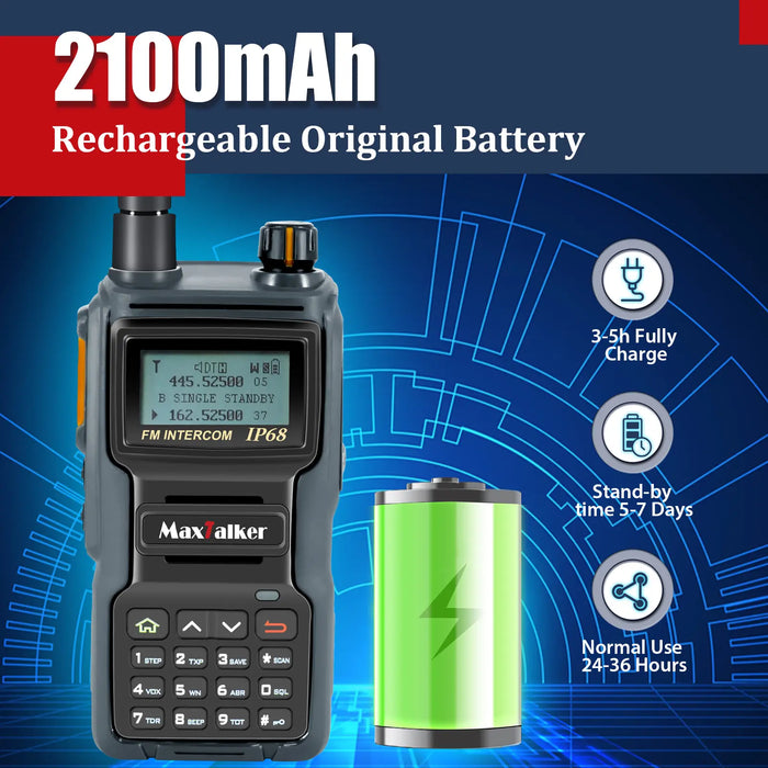 MaxTalker TK-W70 10W Ham Radio IP68 Waterproof