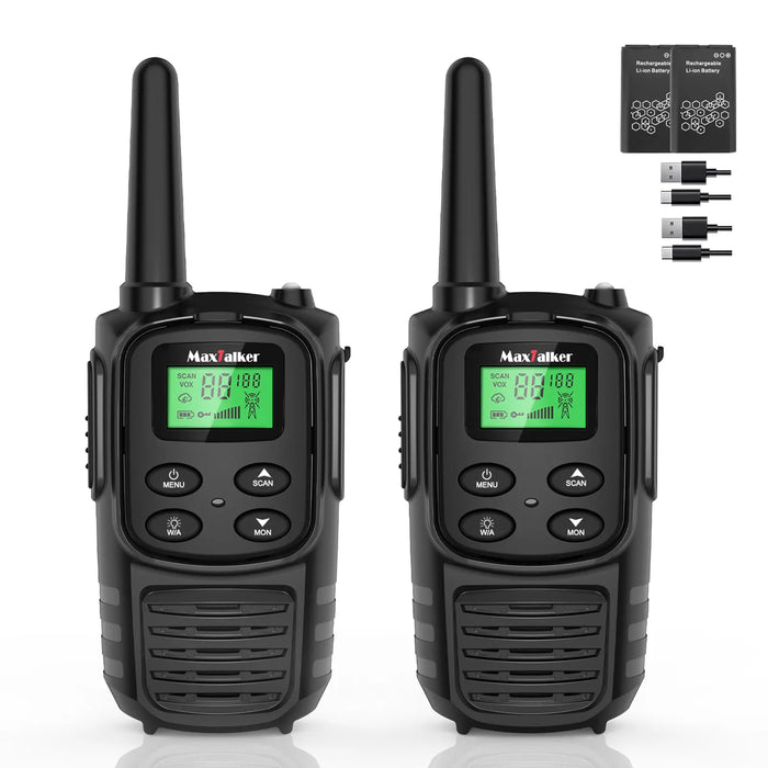 MaxTalker MT10 Walkie Talkies Rechargeable with 22 FRS Channels