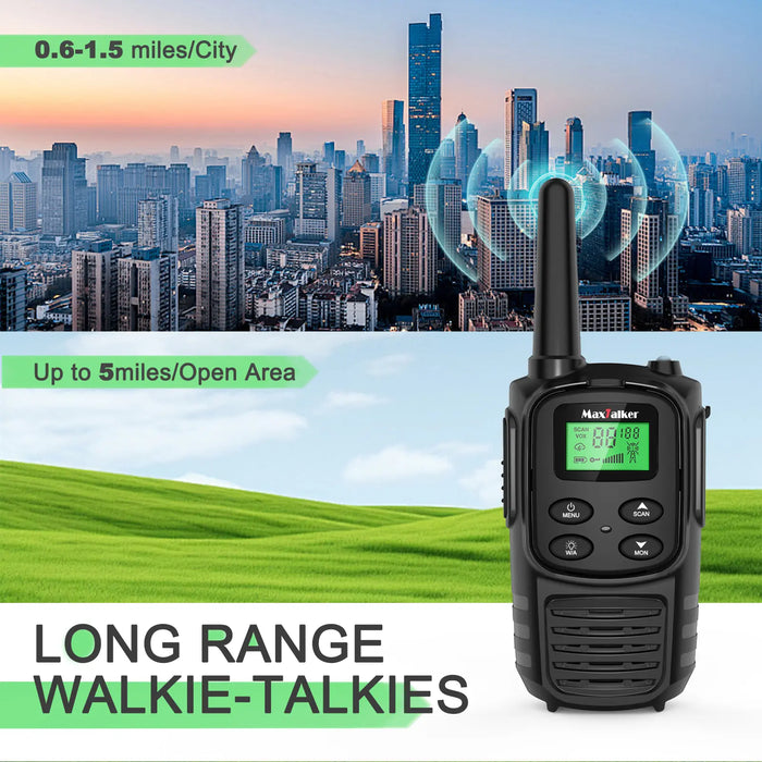 MaxTalker MT10 Walkie Talkies Rechargeable with 22 FRS Channels