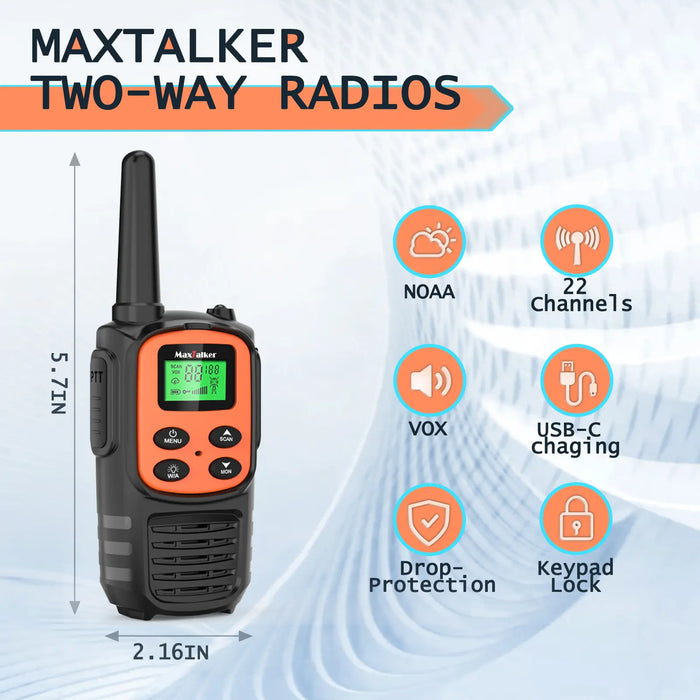 MaxTalker MT10 Walkie Talkies for Adults and Kids